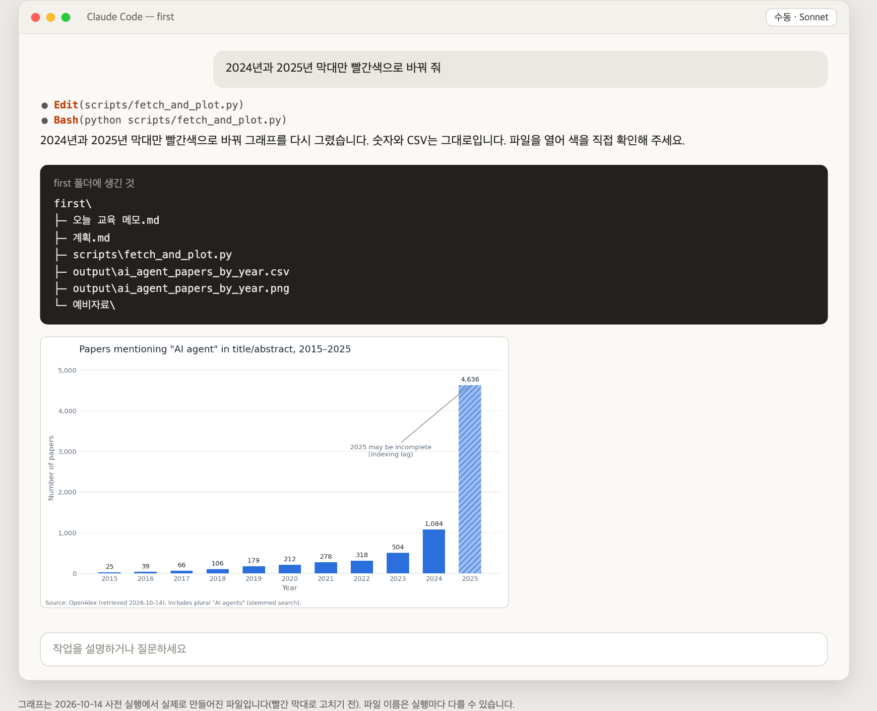 그래프 고치기와 폴더에 생긴 파일 (사전 실행 결과)